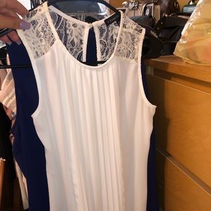 White front panel lace tank